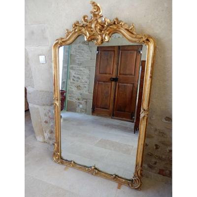 Miroir Style Louis XV Bois Doré 19 Eme Siècle 