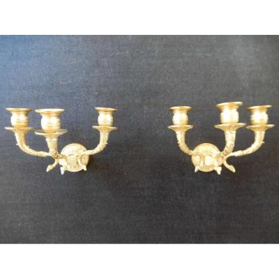 Pair Gilt Bronze Sconces Charles X Style