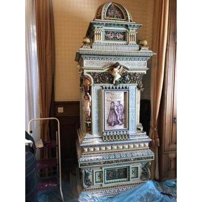 Exceptional Prussian Fireplace (earthenware Stove) Dated 1878