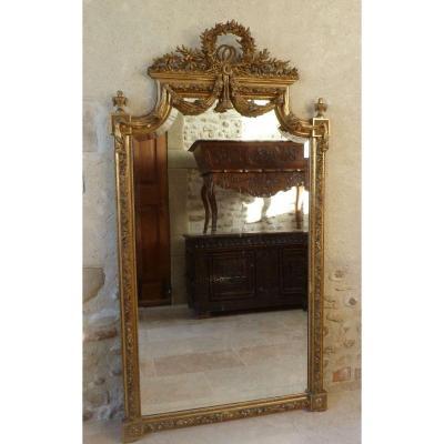 Grand Miroir Doré Style Louis XVI 