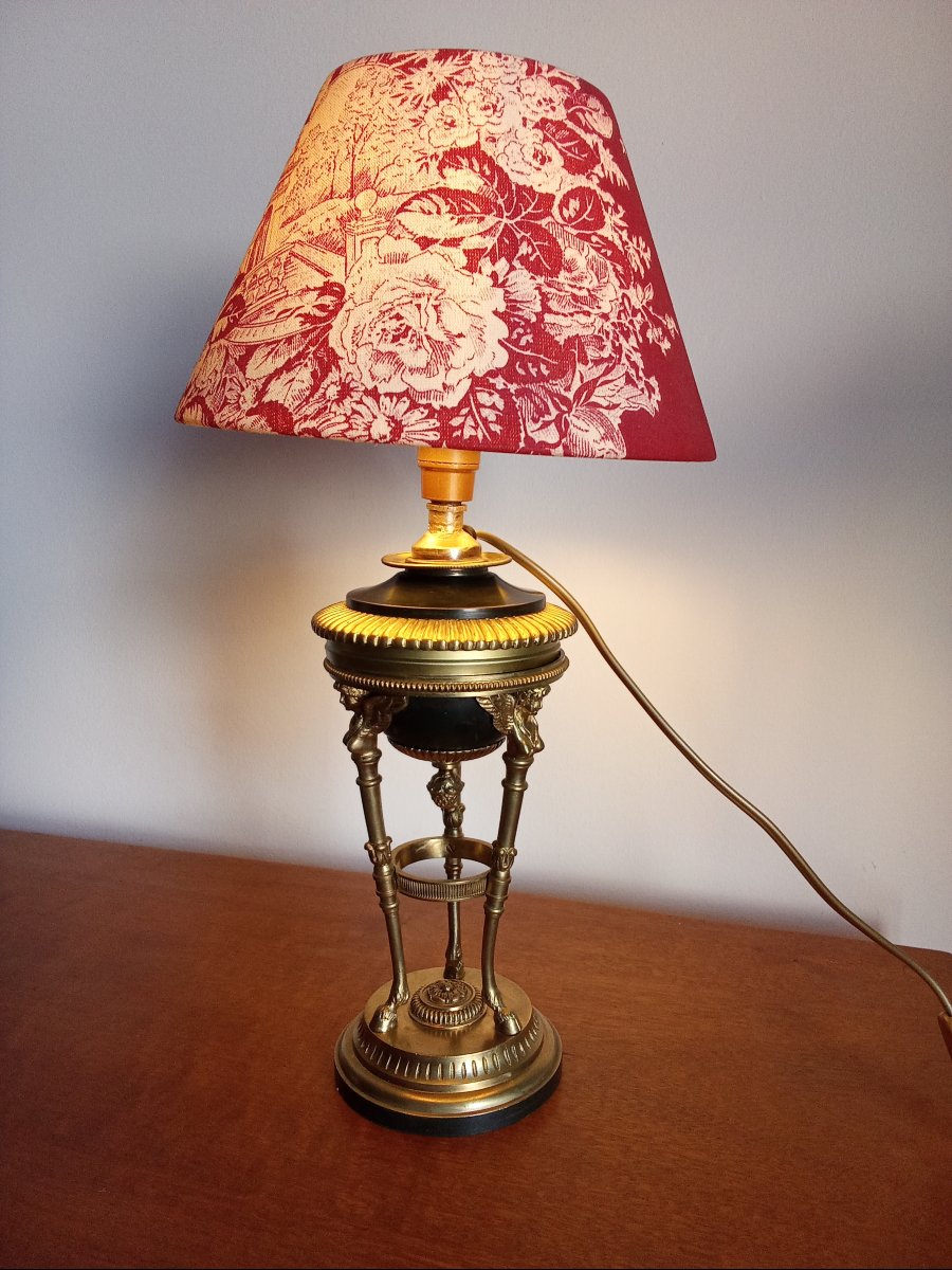 Athenian Lamp In Gilded Bronze-photo-3