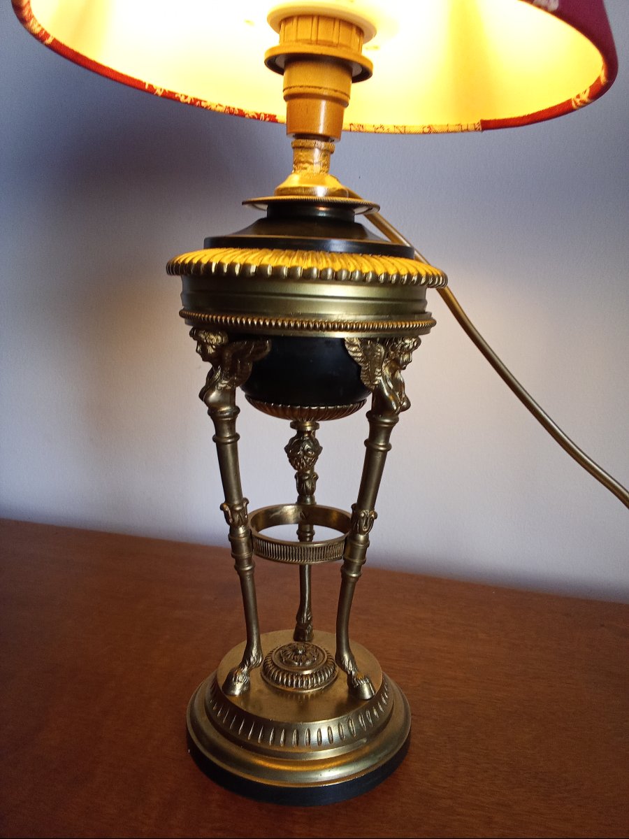 Athenian Lamp In Gilded Bronze-photo-2