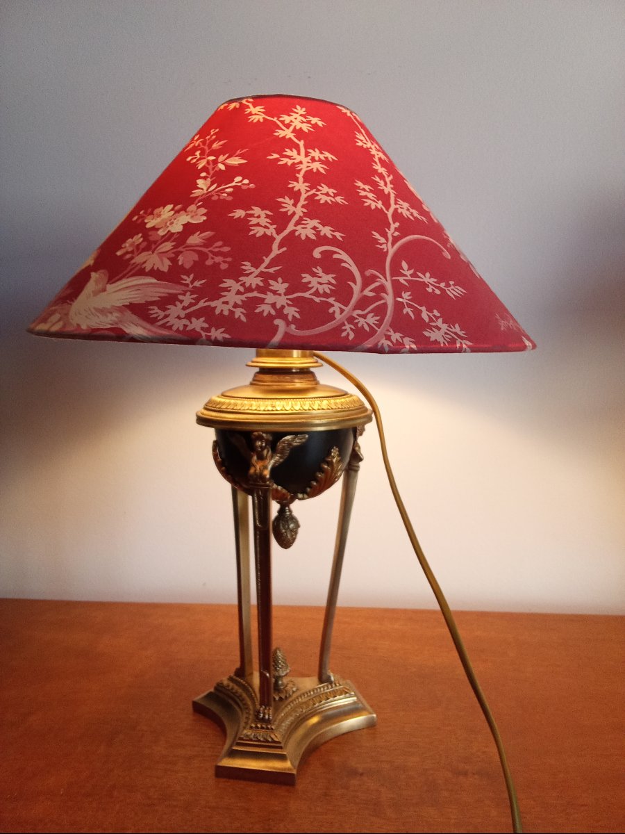 Athenian Lamp In Gilded Bronze