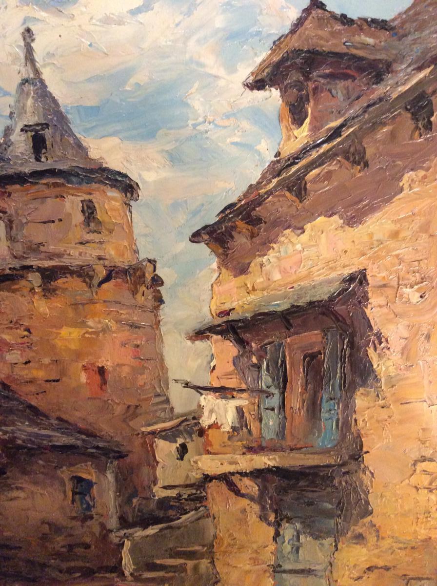 Tableau Village De Saint-côme Aveyron Peintre Henri Perrot -photo-2