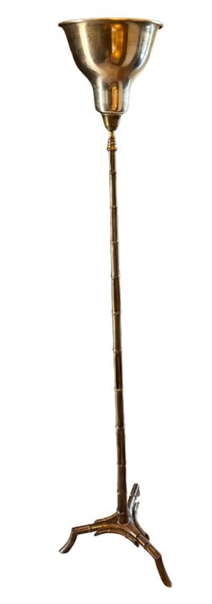 Maison BAGUES   Lampadaire Tripode En Laiton Et Bronze Doré A Décor De Bambou