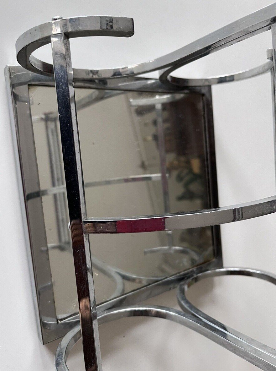 ADNET Jacques ( 1900-1984) Porte Bouteilles Moderniste En Métal Chromé, Miroir Et Palissandre-photo-2