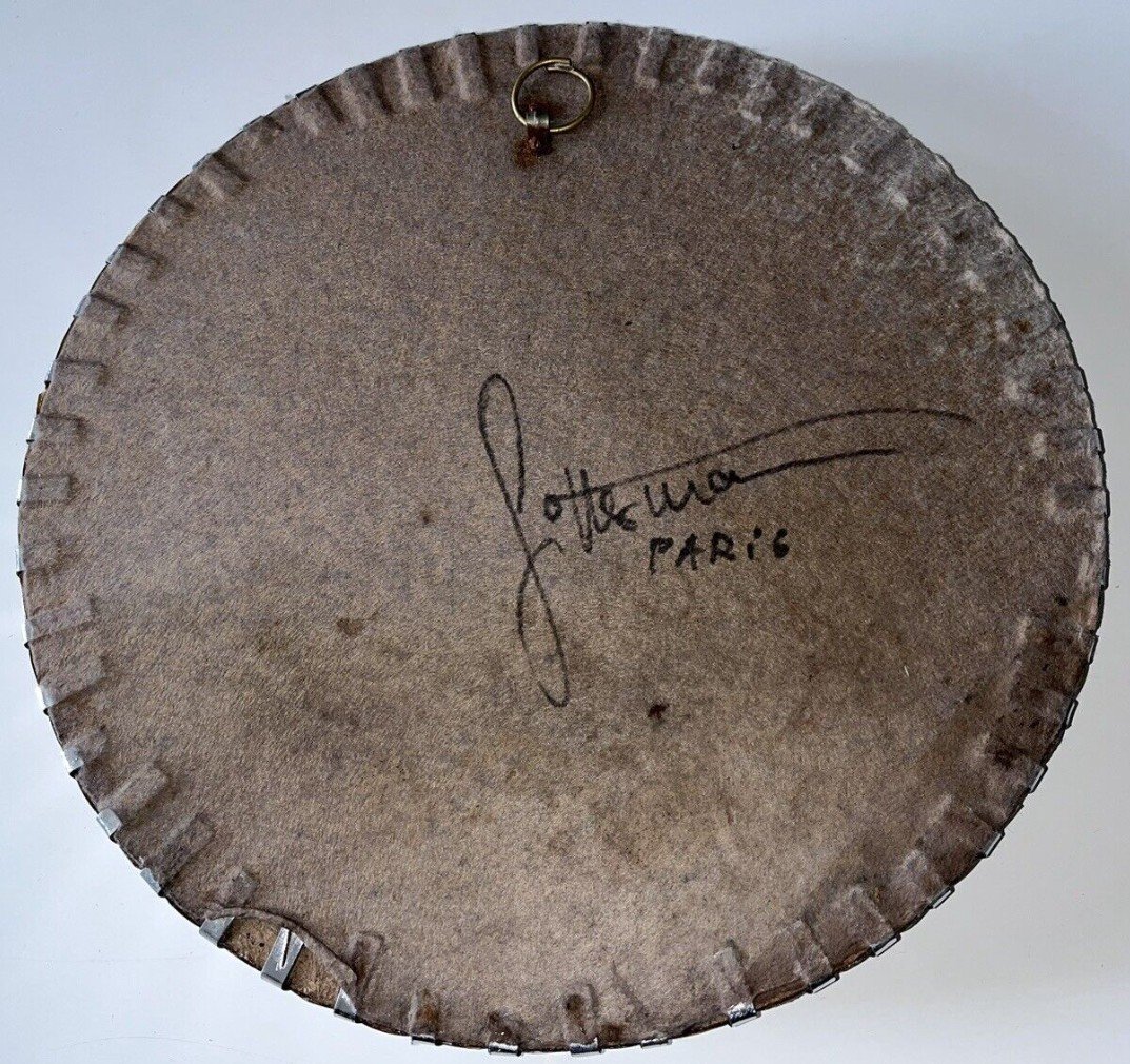 GITTERMAN Gunther.   Miroir Rond En Métal Argenté    Circa 1970   Diamètre 45cm    Signé-photo-5