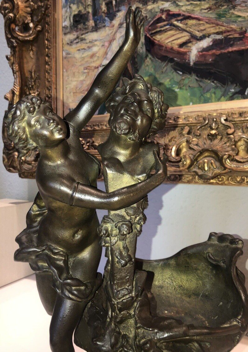 Van DE VOORDE & Charles LEVY (1820-1899)  La Fête Du Faune   Signé.   H 46 Cm-photo-4