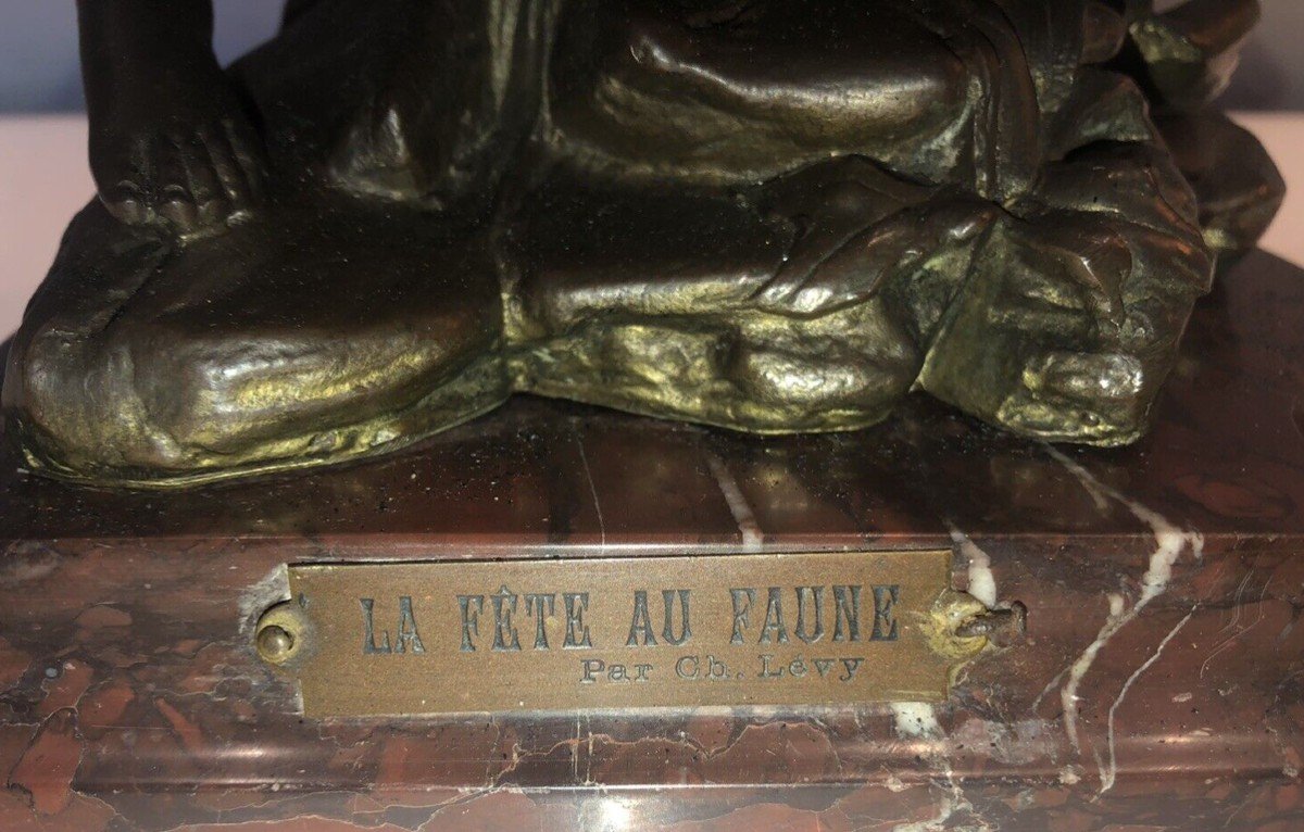 Van DE VOORDE & Charles LEVY (1820-1899)  La Fête Du Faune   Signé.   H 46 Cm-photo-5