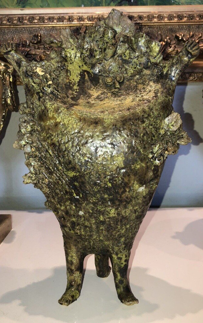 Simone Conrad (born In 1919) Leaf Man Sculpture In Ceramic H 35 Cm  -photo-1