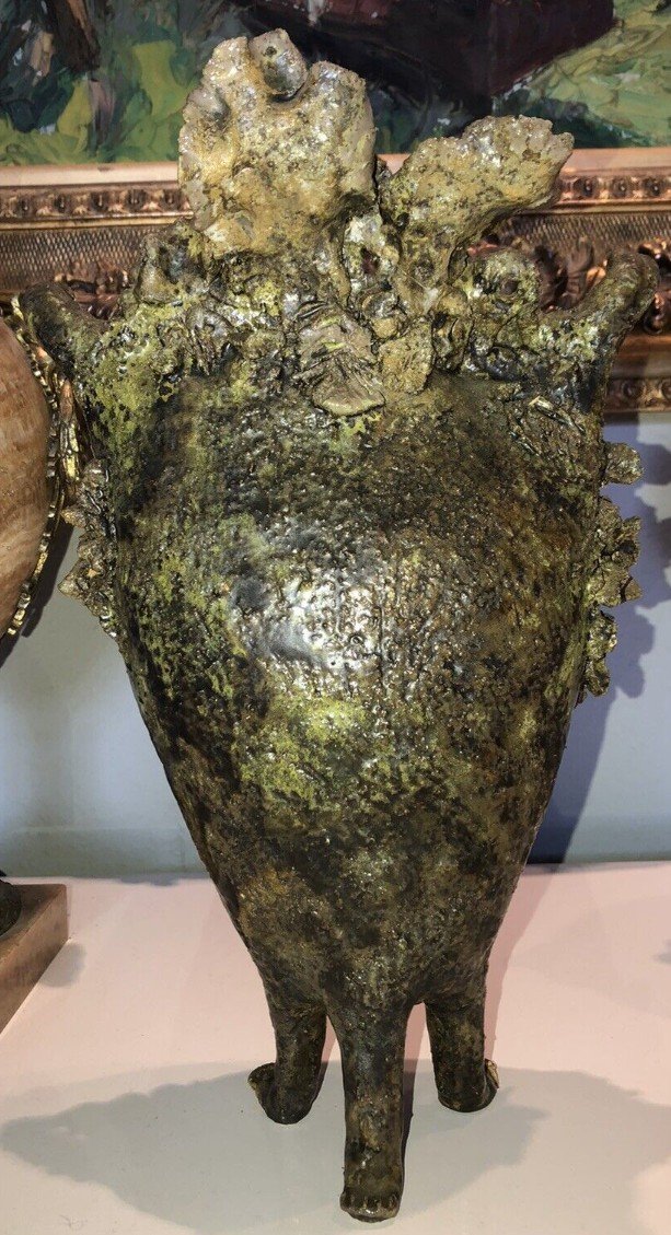 Simone Conrad (born In 1919) Leaf Man Sculpture In Ceramic H 35 Cm  -photo-5