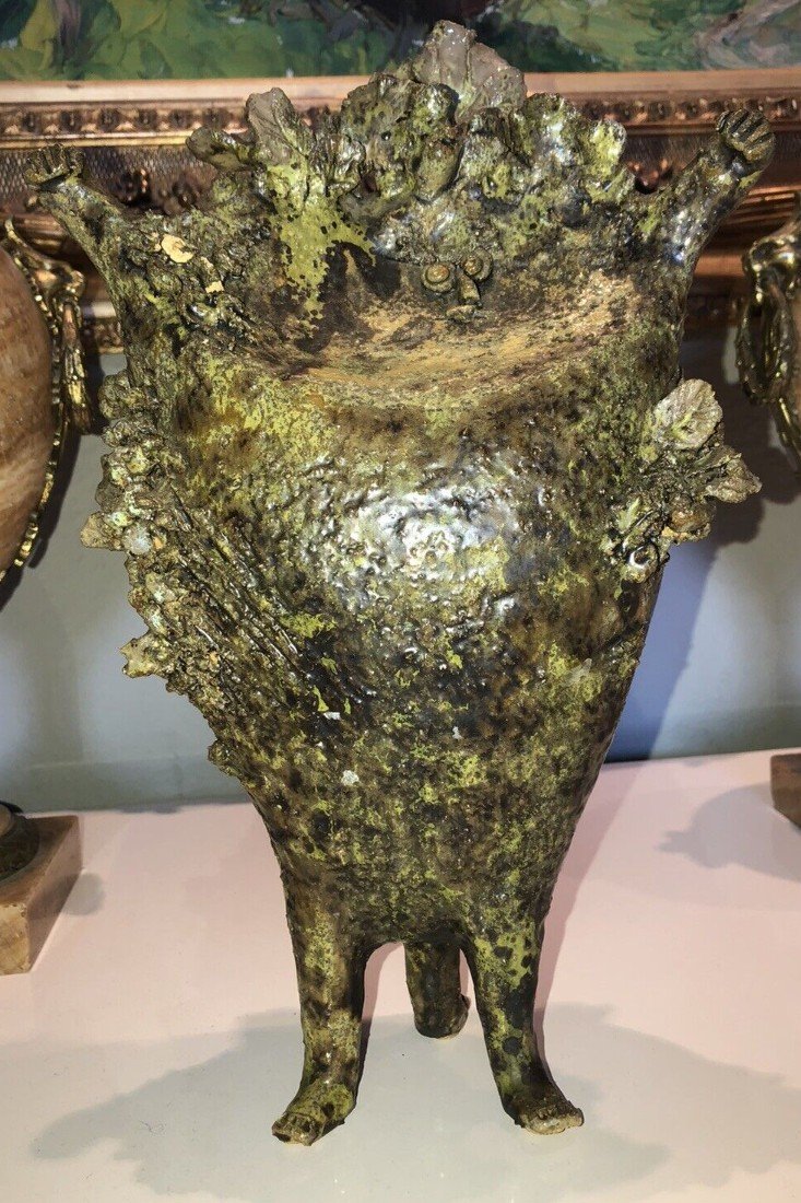 Simone Conrad (born In 1919) Leaf Man Sculpture In Ceramic H 35 Cm  