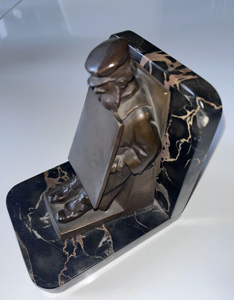 Beal Georges (1884-1969) Bronze Bookends With Poster Show Decor Signed-photo-2