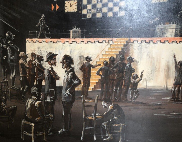 Partos Roland (born In 1929) Important Oil On Canvas "chess Tournament" Signed Dim. 122x92 Cm-photo-2