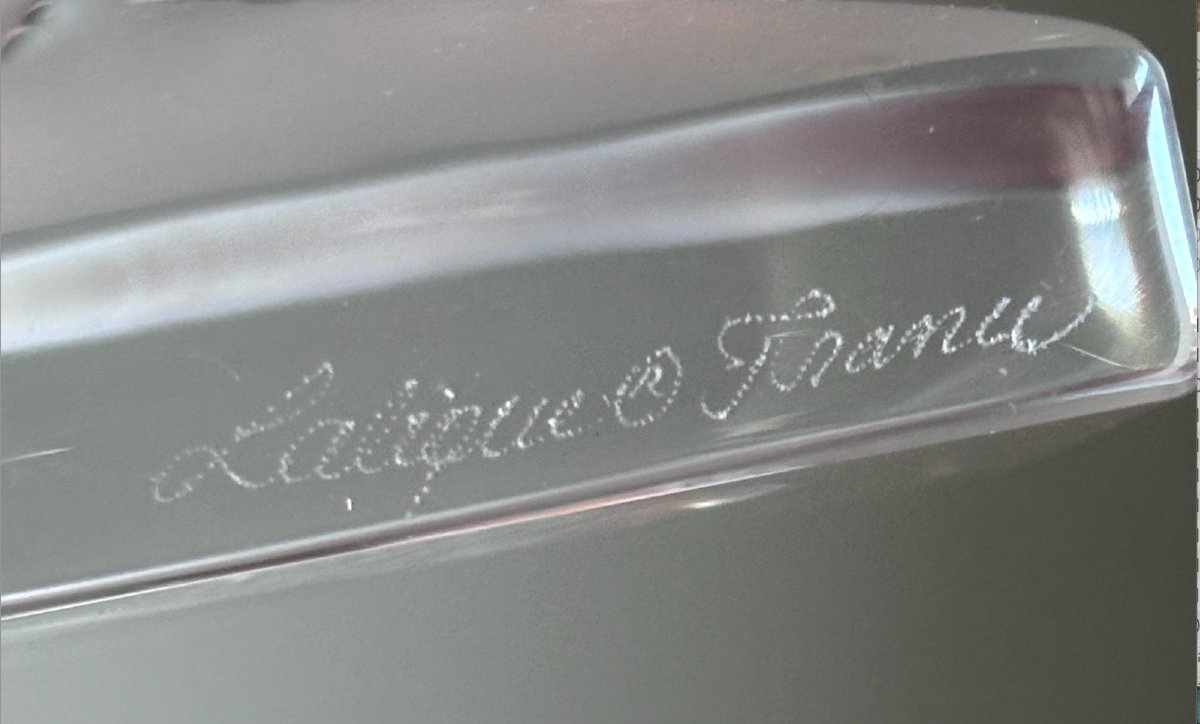 LALIQUE France.   Paire De Serre-livres Hirondelles En Cristal moulé et satiné   -photo-1