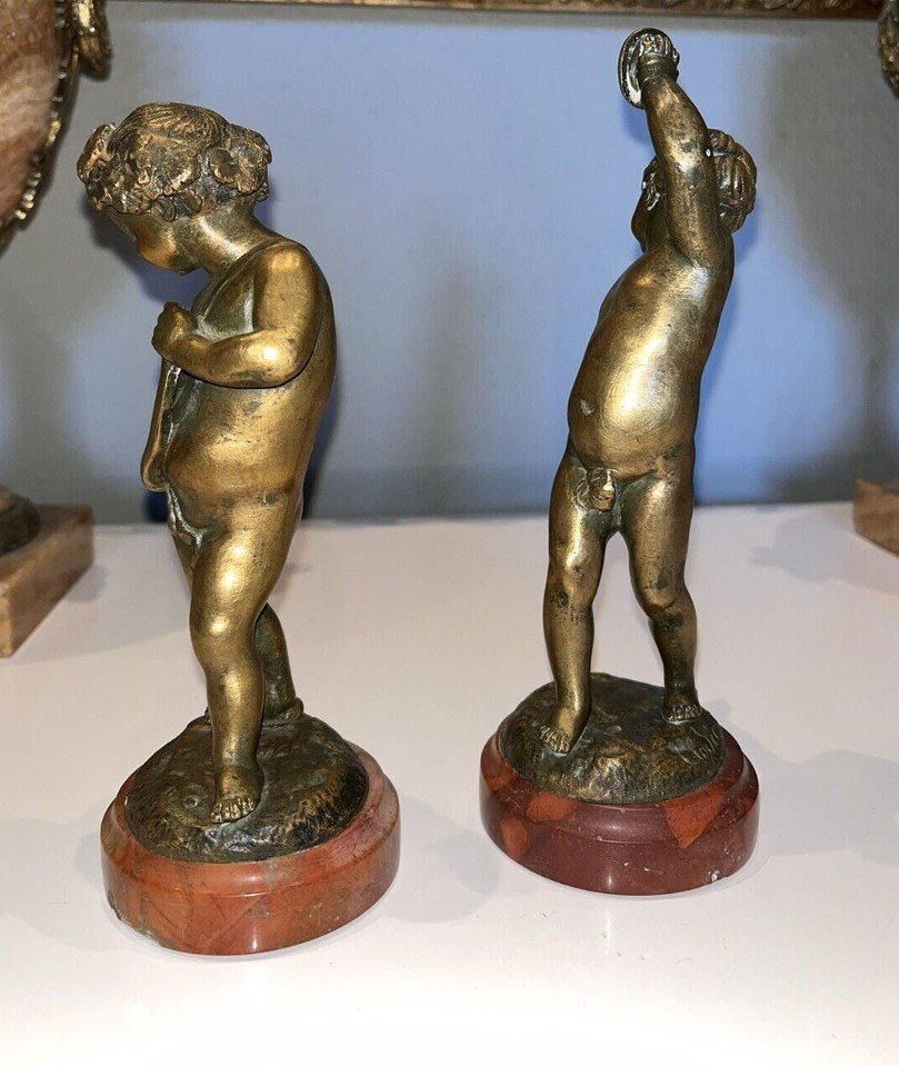 CLODION (1738-1814) Couple De Musiciens En Bronze Sur Marbre Signés à La Base-photo-5