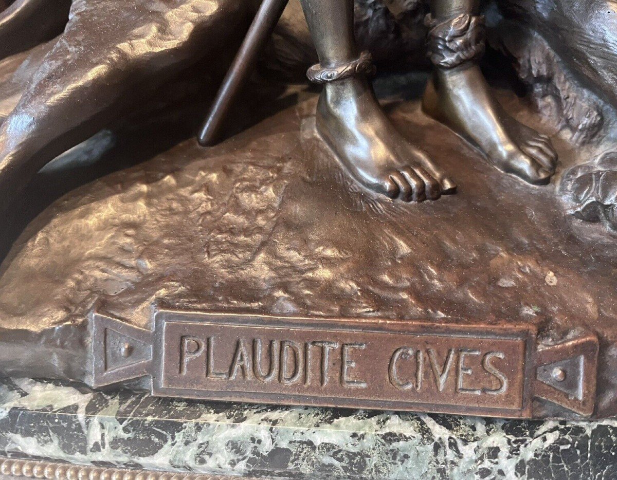 Jean-léon GÉROME (1824-1904) & SIOT Fondeur "plaudite Cives" Important Bronze Sur Marbre  Signé-photo-7