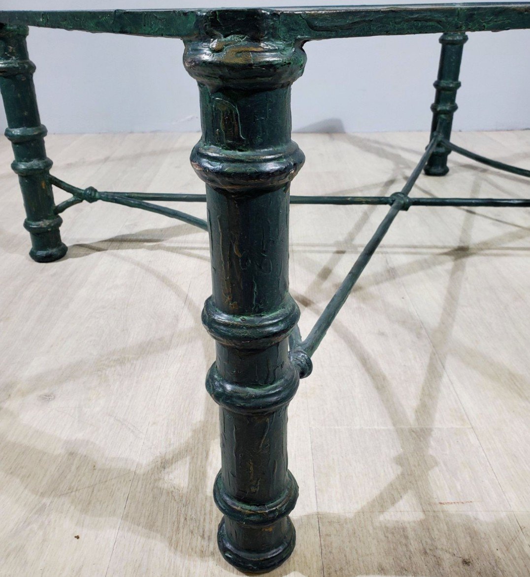 Bronze Coffee Table With Nuanced Green Patina, In The Taste Of Diego Giacometti-photo-2