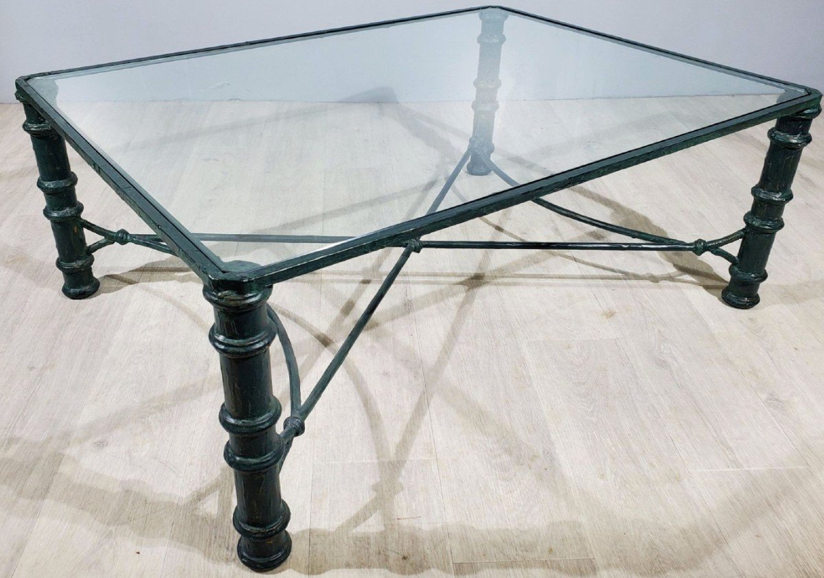 Bronze Coffee Table With Nuanced Green Patina, In The Taste Of Diego Giacometti-photo-1