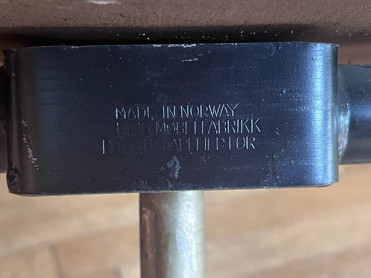 Ring Mobel Fabrikk  Scandinavian Leather Office Chair With Aluminum Base Circa 1970-photo-4