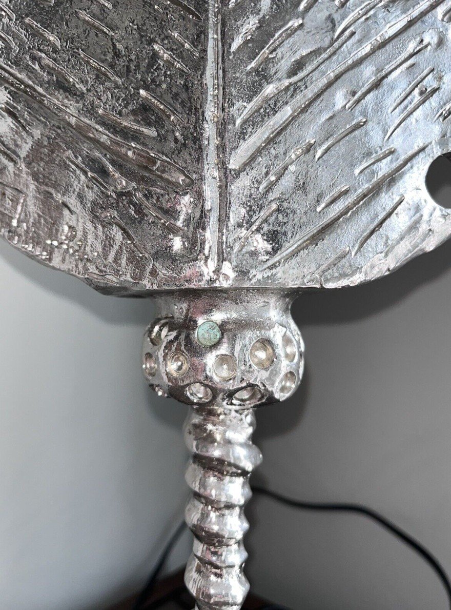 Fondica & Mathias. Large Palm Lamp In Silver Bronze (rare) Signed And Numbered-photo-3