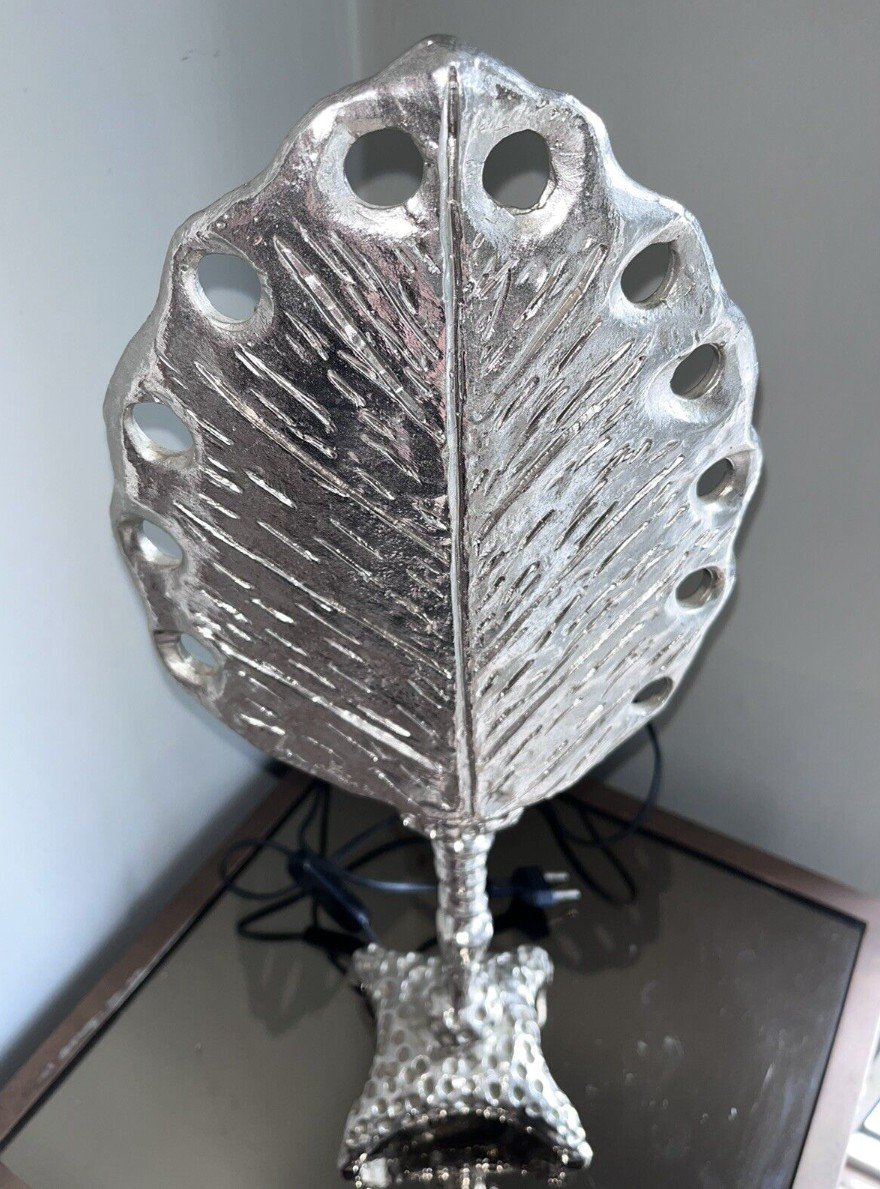 Fondica & Mathias. Large Palm Lamp In Silver Bronze (rare) Signed And Numbered-photo-4