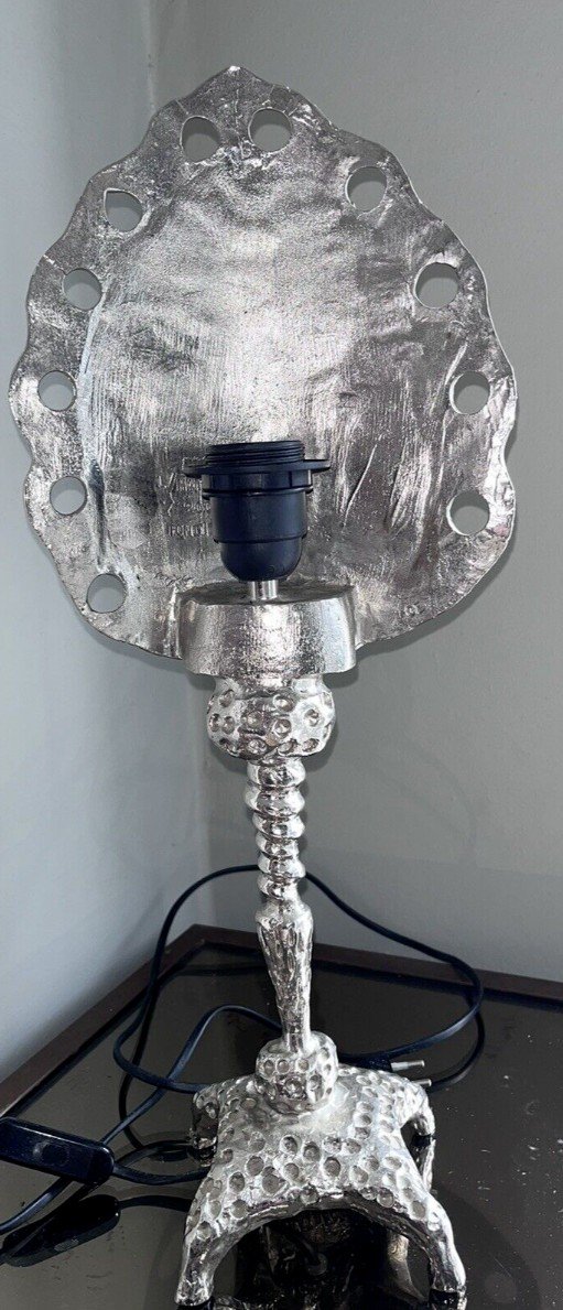 Fondica & Mathias. Large Palm Lamp In Silver Bronze (rare) Signed And Numbered-photo-6