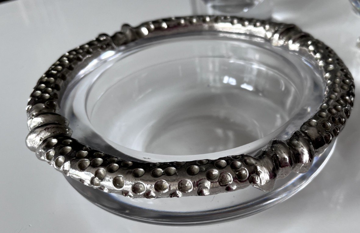 Fondica & Mathias  Rare Set Of Four Pieces In Silver Bronze And Crystal  -photo-2