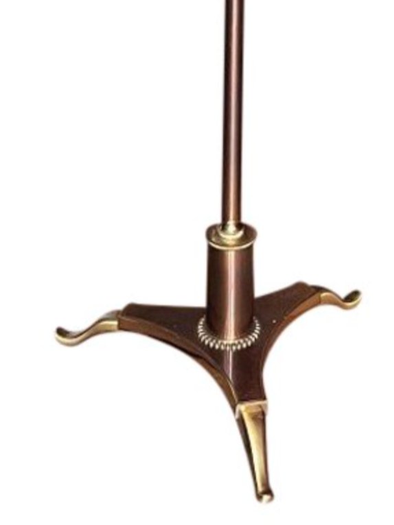 Maison CHARLES ( Signé ). Lampadaire Tripode En Laiton Et Bronze Doré.-photo-3
