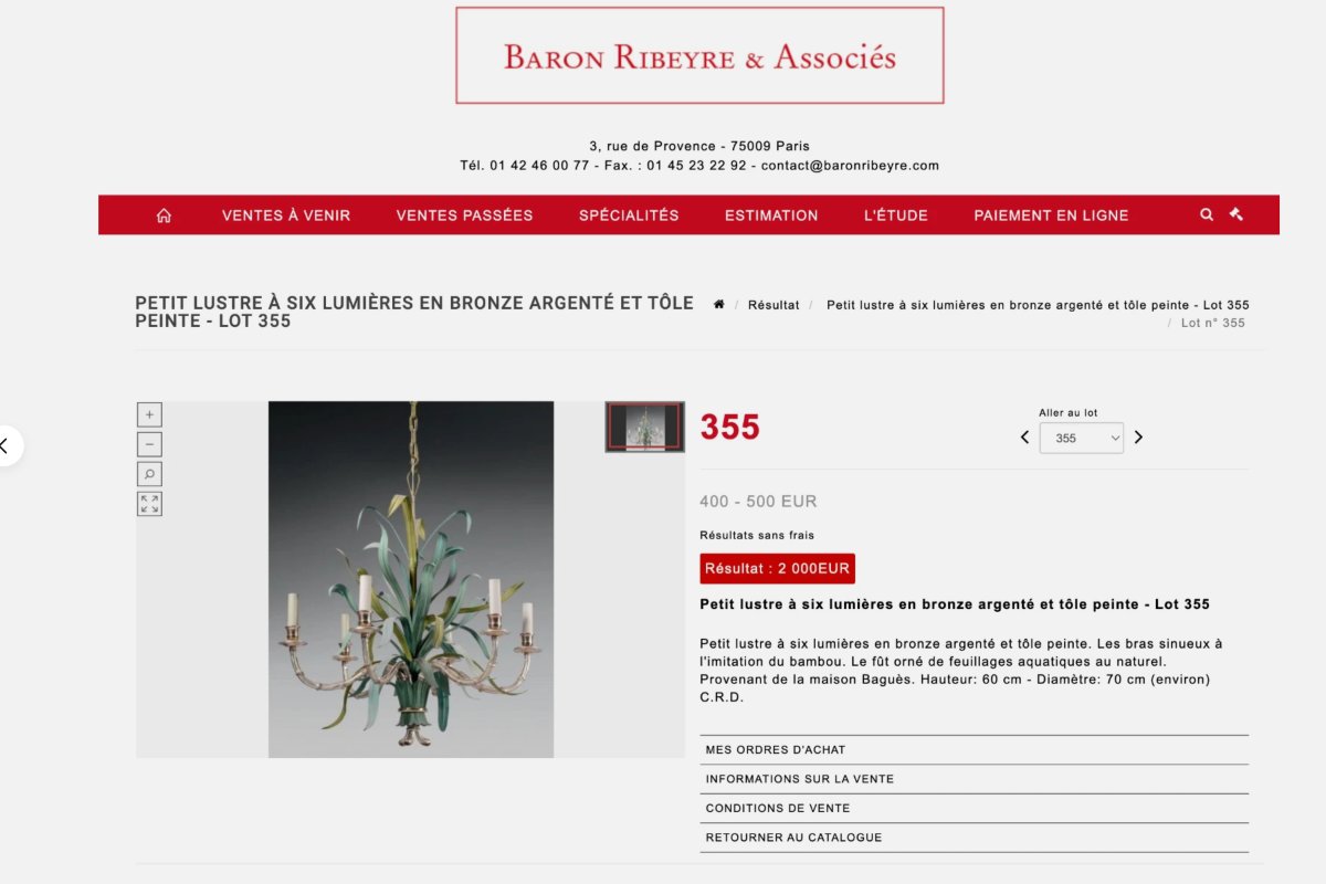 Maison Bagues 6-light Bamboo-shaped Polychrome Metal, Brass And Bronze Chandelier-photo-2