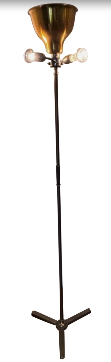 Maison Charles (signed) Tripod Floor Lamp In Brass And Gilt Bronze.