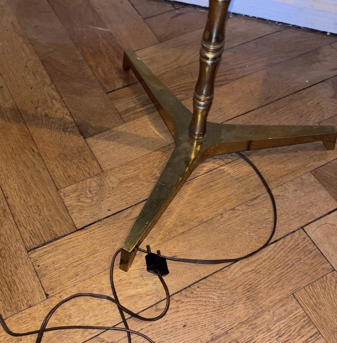 Bagues House (attributed To) Bamboo Floor Lamp In Brass And Gilded Bronze-photo-6