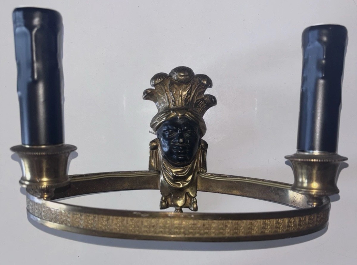 Maison BAGUES, Appliques Aux Indiens en bronze doré et patiné-photo-7