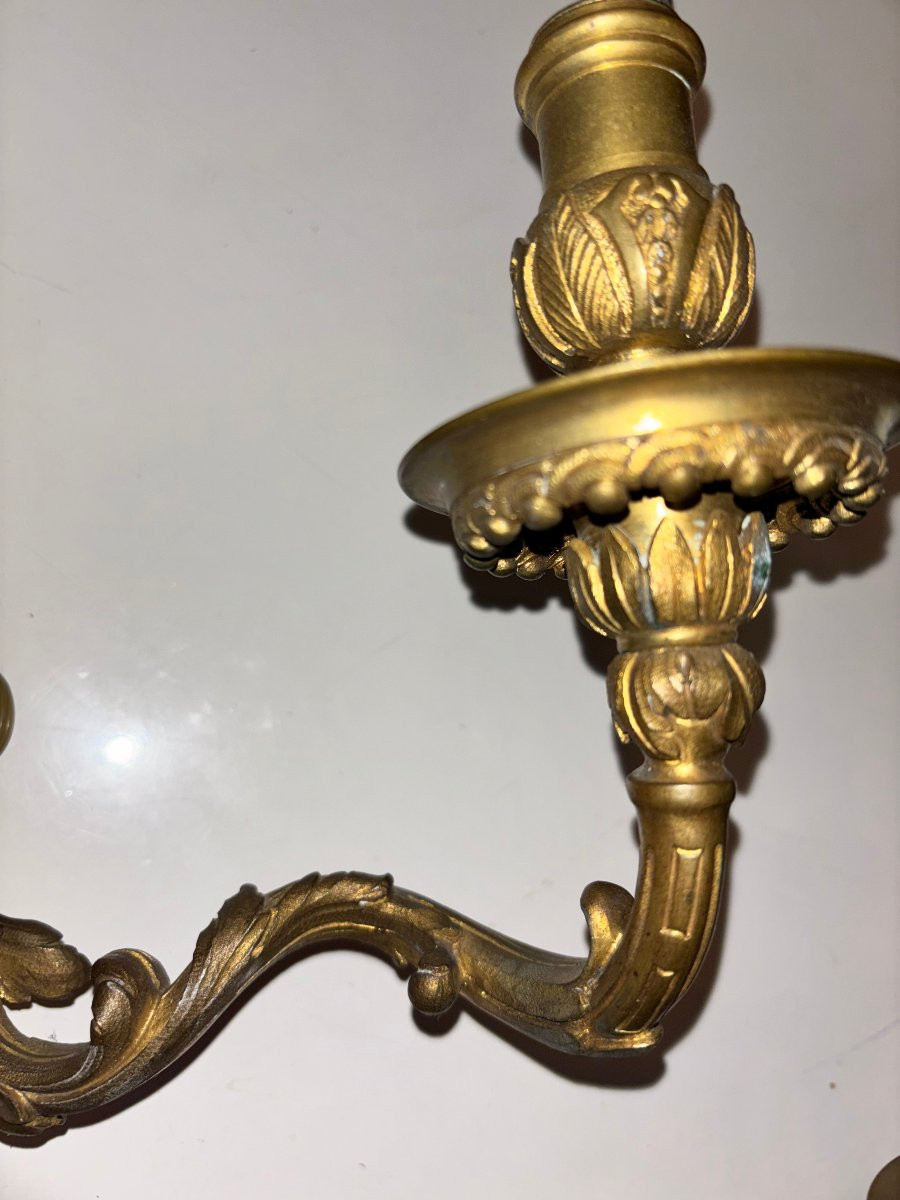 Importante paire d'applique "aux Zephyrs" en bronze doré et ciselé H55cm-photo-5