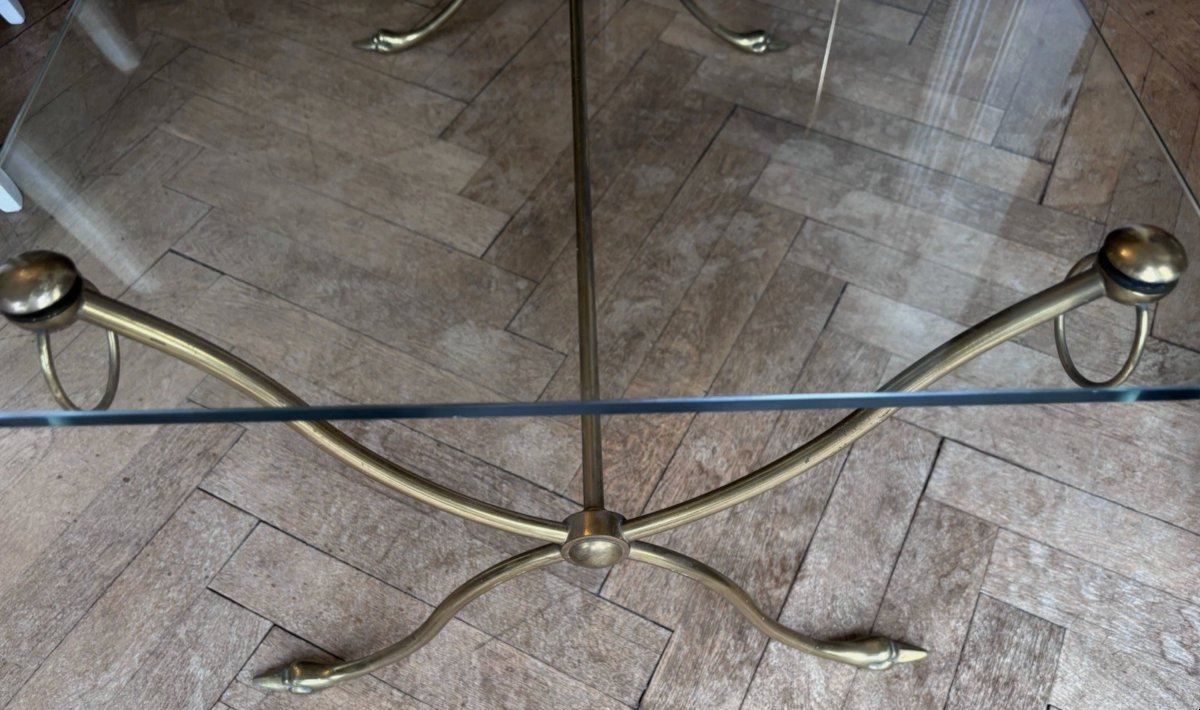 Maison Jansen Brass Coffee Table, Spacer Base, Swan-shaped Feet-photo-3