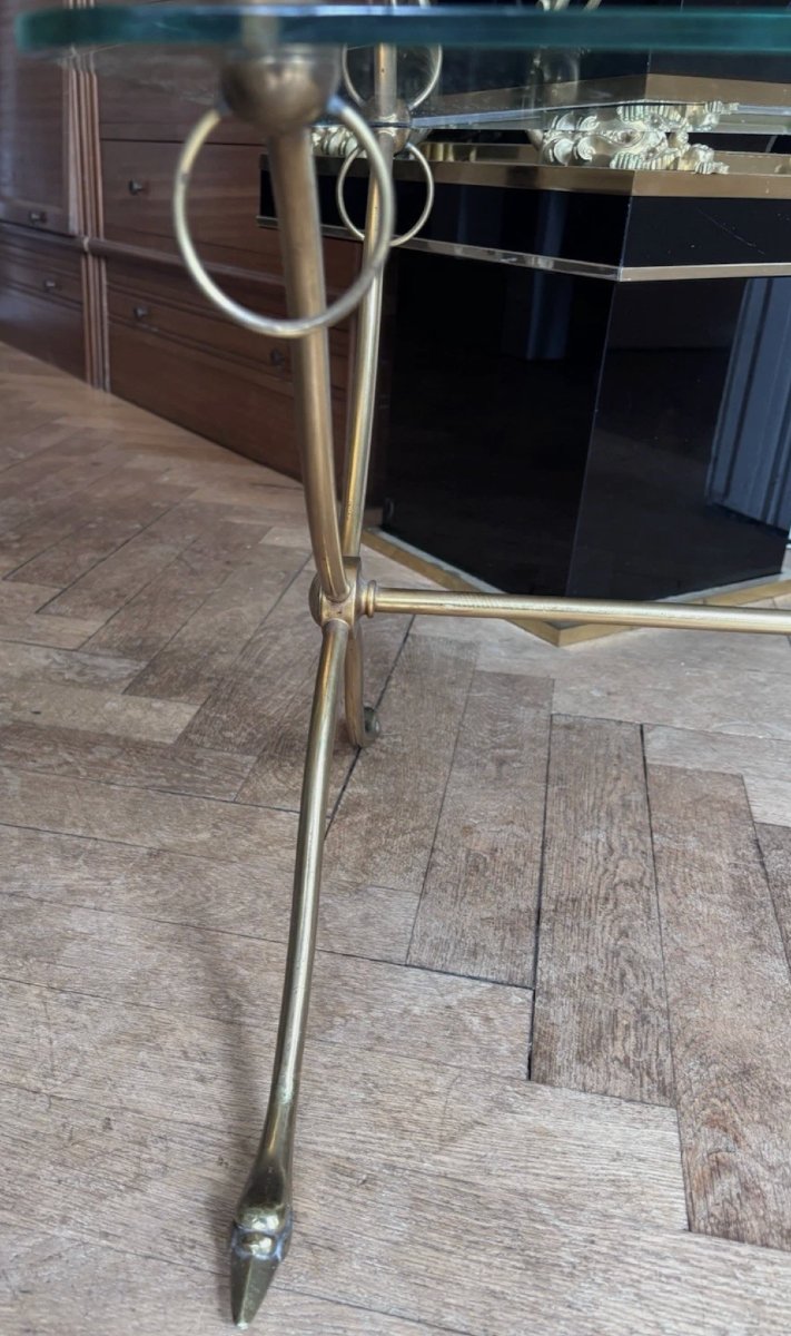 Maison Jansen Brass Coffee Table, Spacer Base, Swan-shaped Feet-photo-3