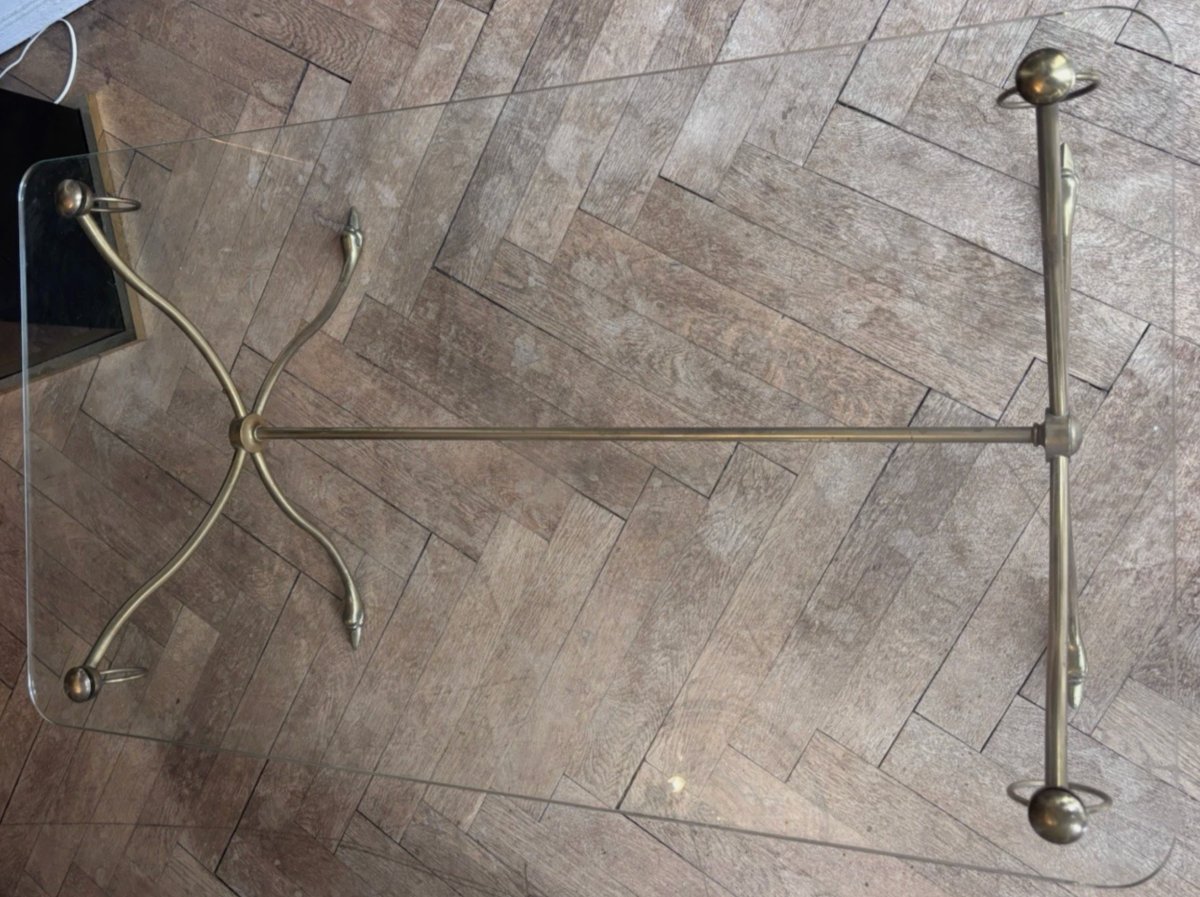 Maison Jansen Brass Coffee Table, Spacer Base, Swan-shaped Feet-photo-7