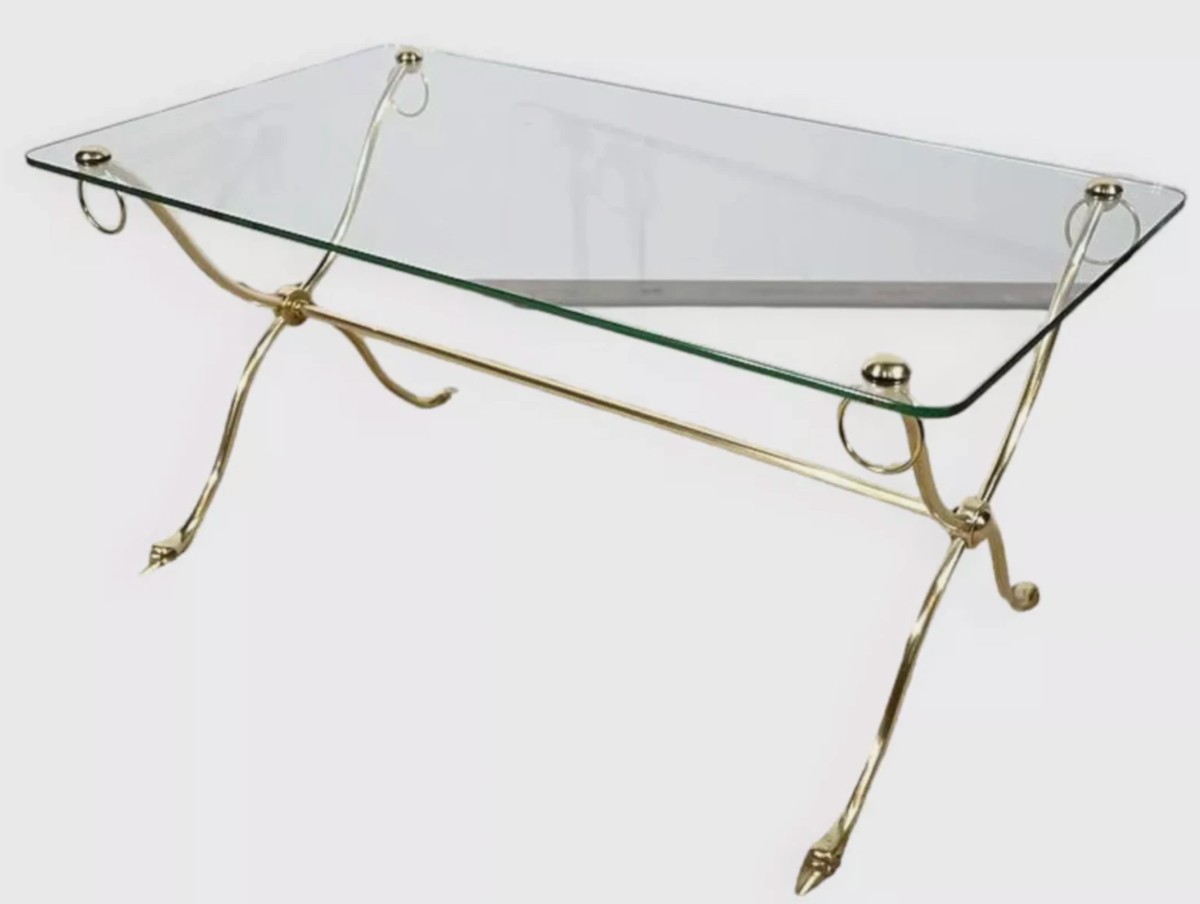Maison Jansen Brass Coffee Table, Spacer Base, Swan-shaped Feet