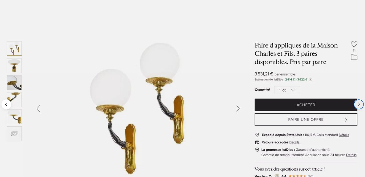 Maison Charles (attributed To) Set Of 3 Bronze Sconces Decorated With Nubian Arms -photo-6