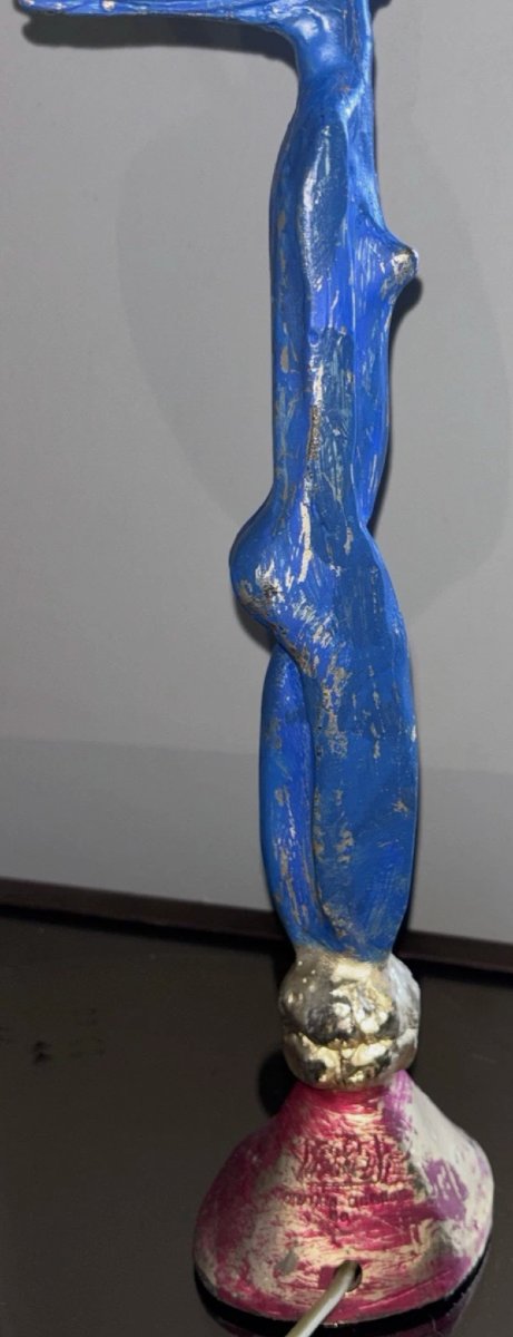 Pierre CASENOVE (né en 1943) & FONDICA (fondeur)  Lampe en bronze doré polychrome-photo-3