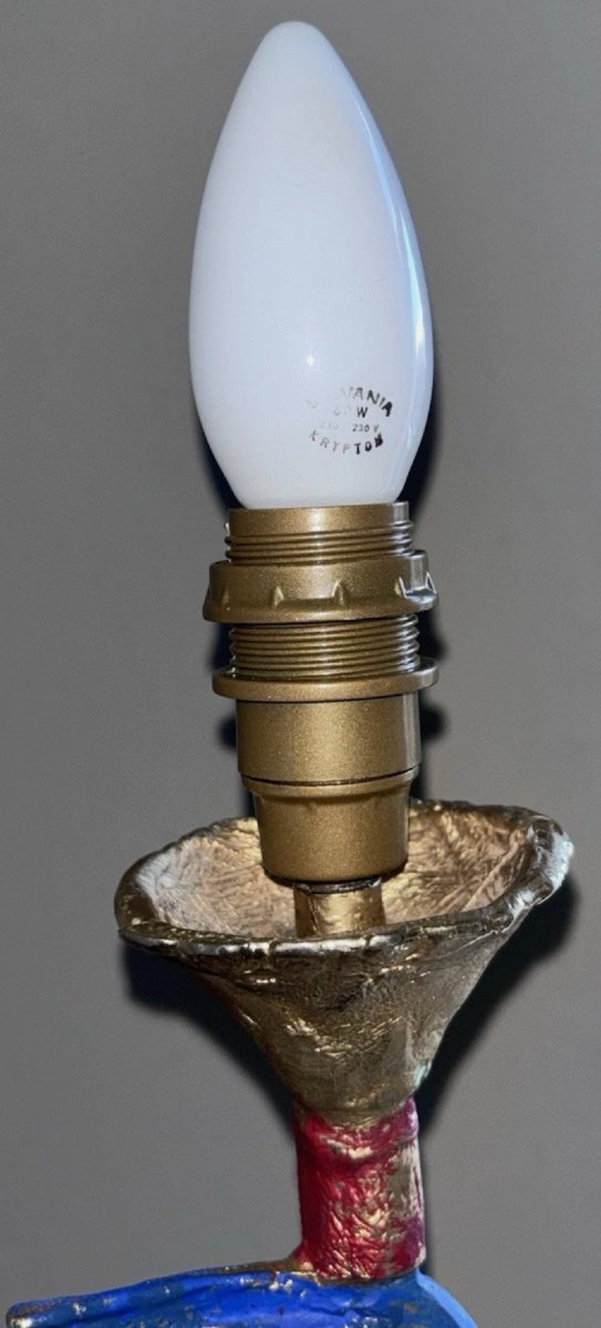 Pierre CASENOVE (né en 1943) & FONDICA (fondeur)  Lampe en bronze doré polychrome-photo-4