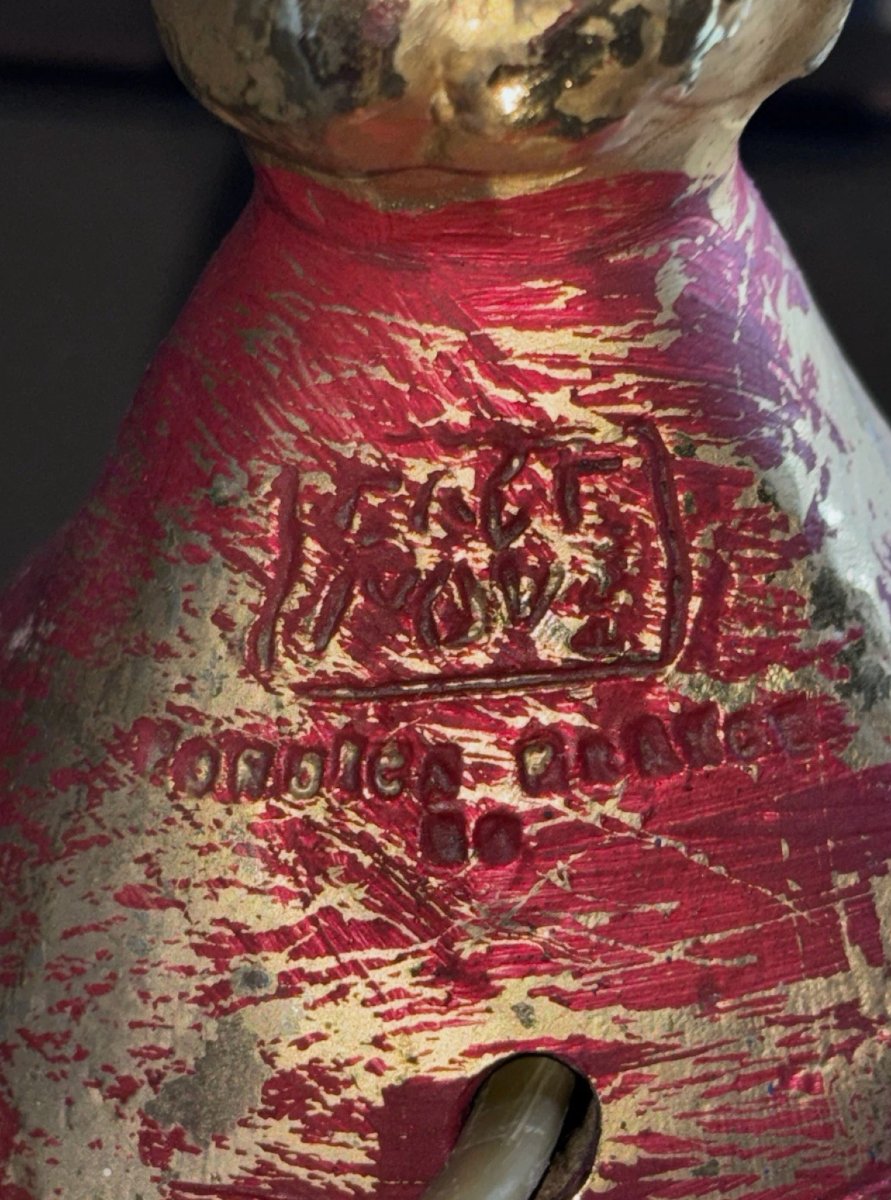 Pierre CASENOVE (né en 1943) & FONDICA (fondeur)  Lampe en bronze doré polychrome-photo-6