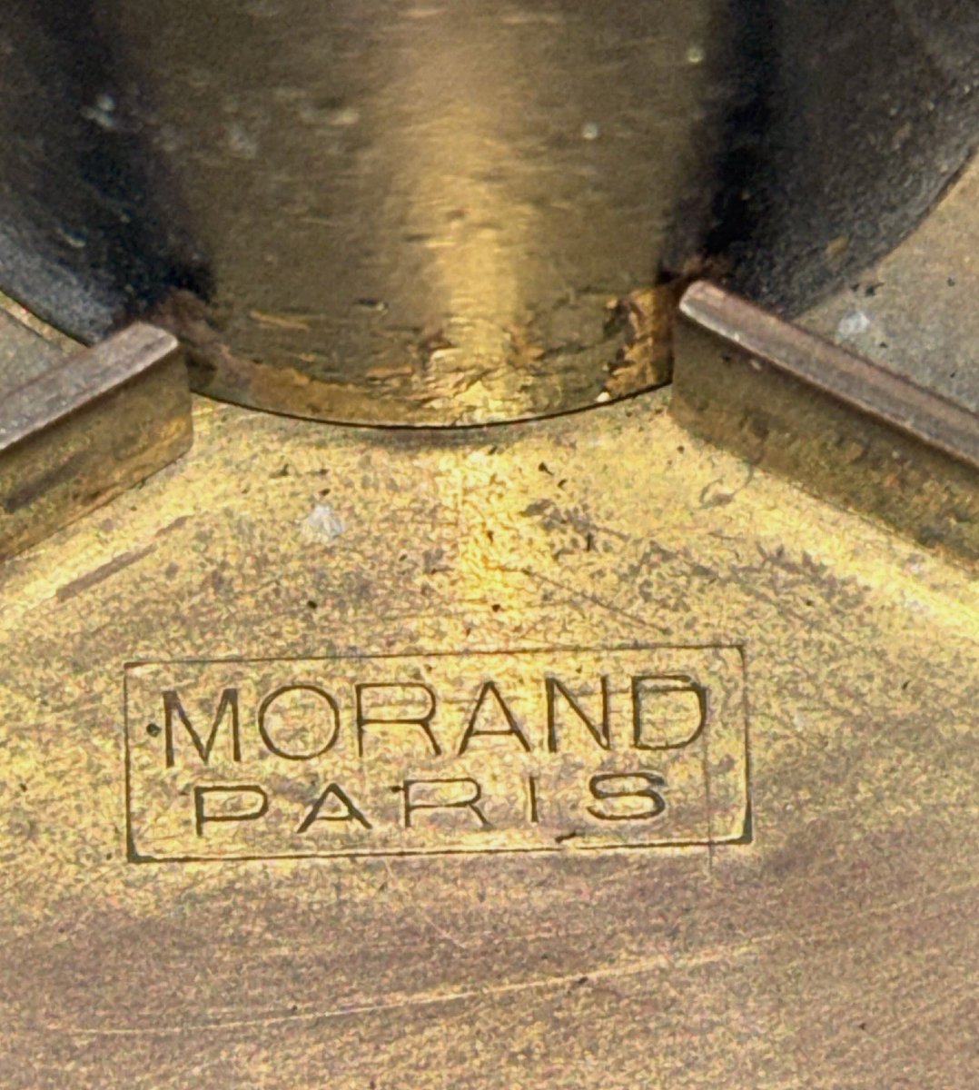 Morand Henri (1914-2010) Art Deco Chandelier In Brass, Gilt Bronze And Glass. Signed-photo-6