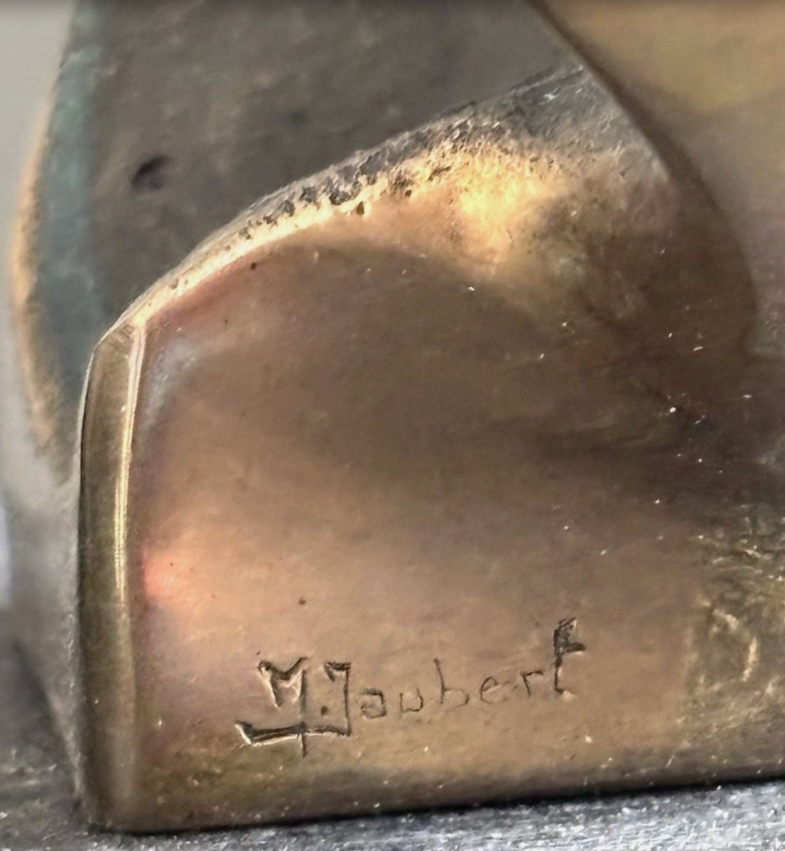 Jaubert Michel (20th Century) Gilt Bronze Table Lamp, Signed, H: 67cm-photo-2