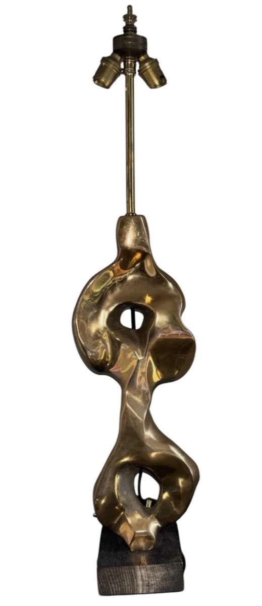 Jaubert Michel (20th Century) Gilt Bronze Table Lamp, Signed, H: 67cm