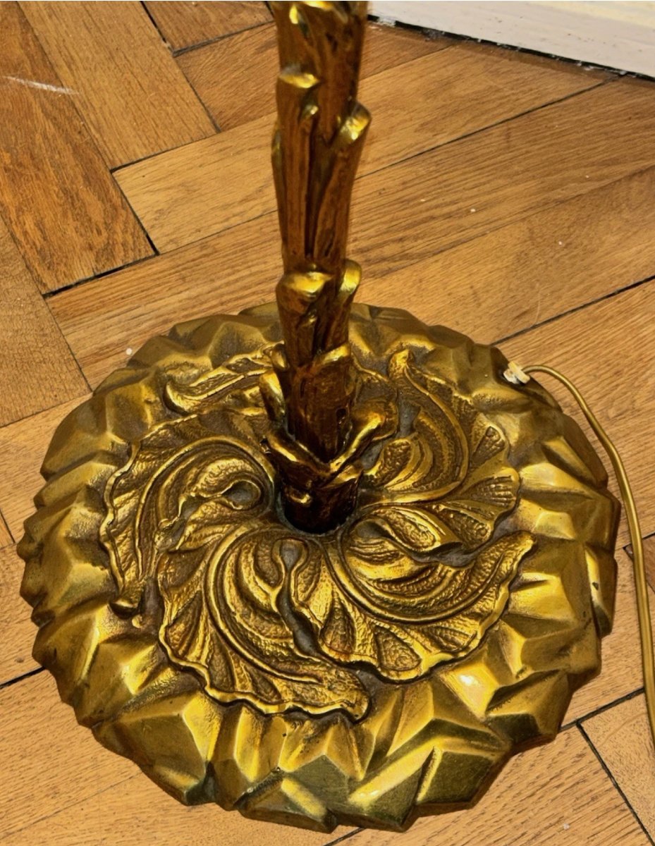 Maison BAGUES  ( attribué à ) Lampadaire en bronze doré massif  -photo-2