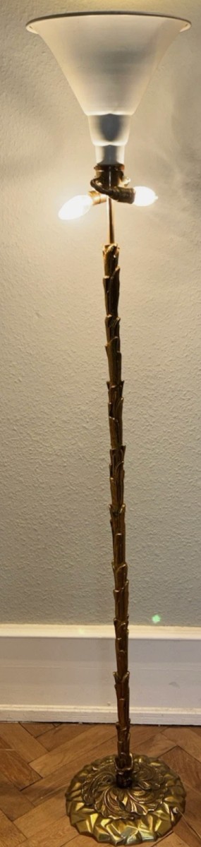 Maison BAGUES  ( attribué à ) Lampadaire en bronze doré massif  -photo-3