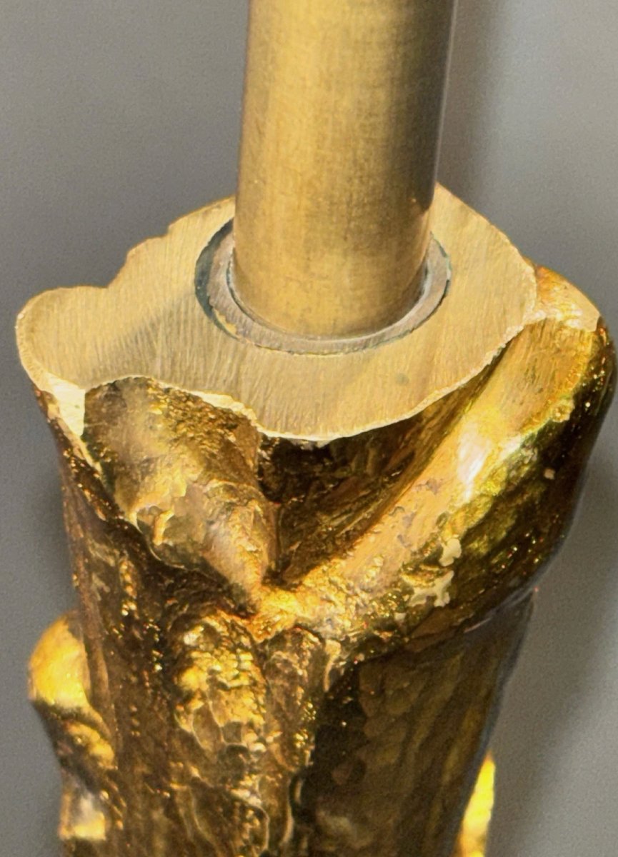 Maison BAGUES  ( attribué à ) Lampadaire en bronze doré massif  -photo-4