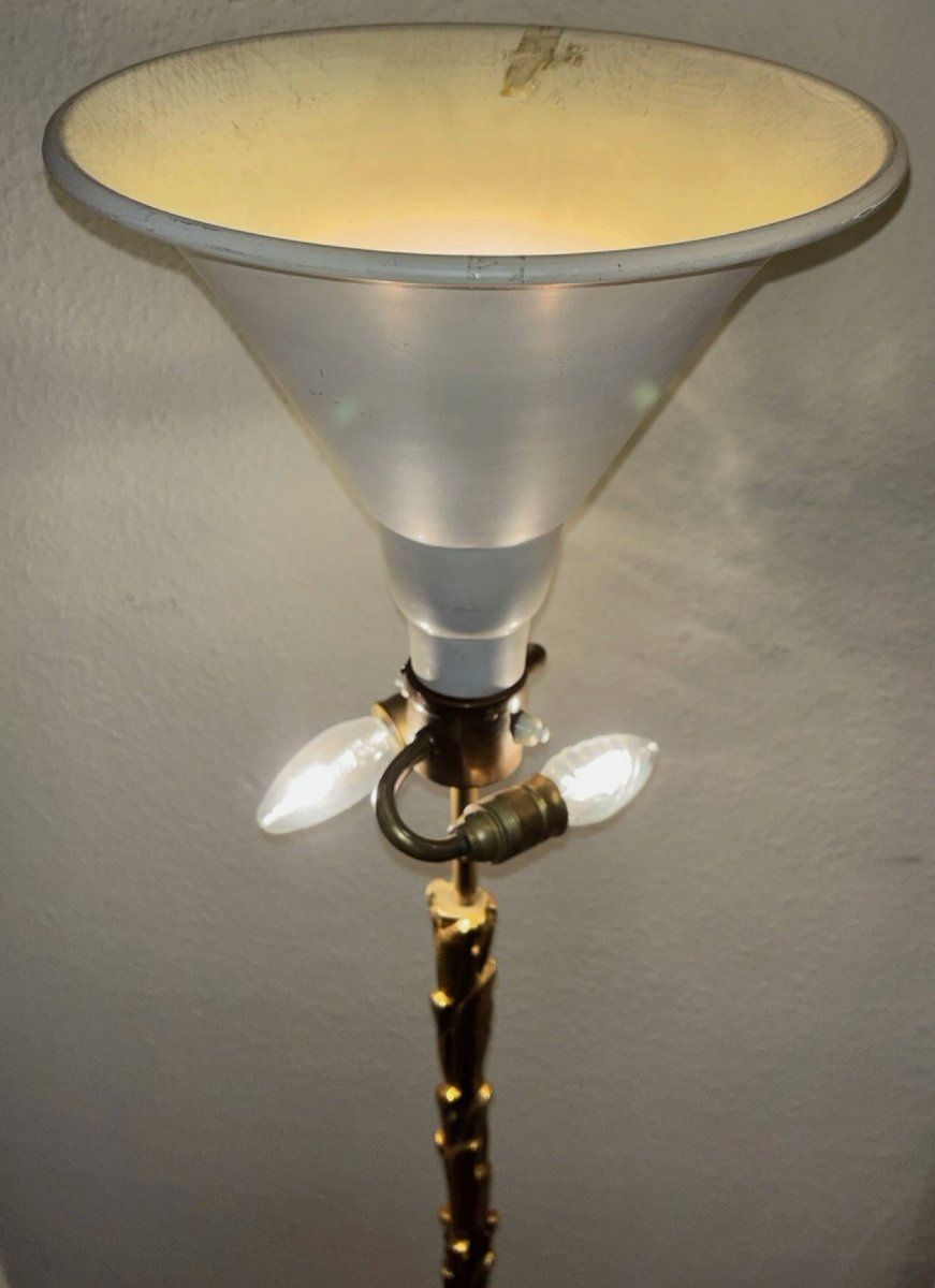 Maison BAGUES  ( attribué à ) Lampadaire en bronze doré massif  -photo-6