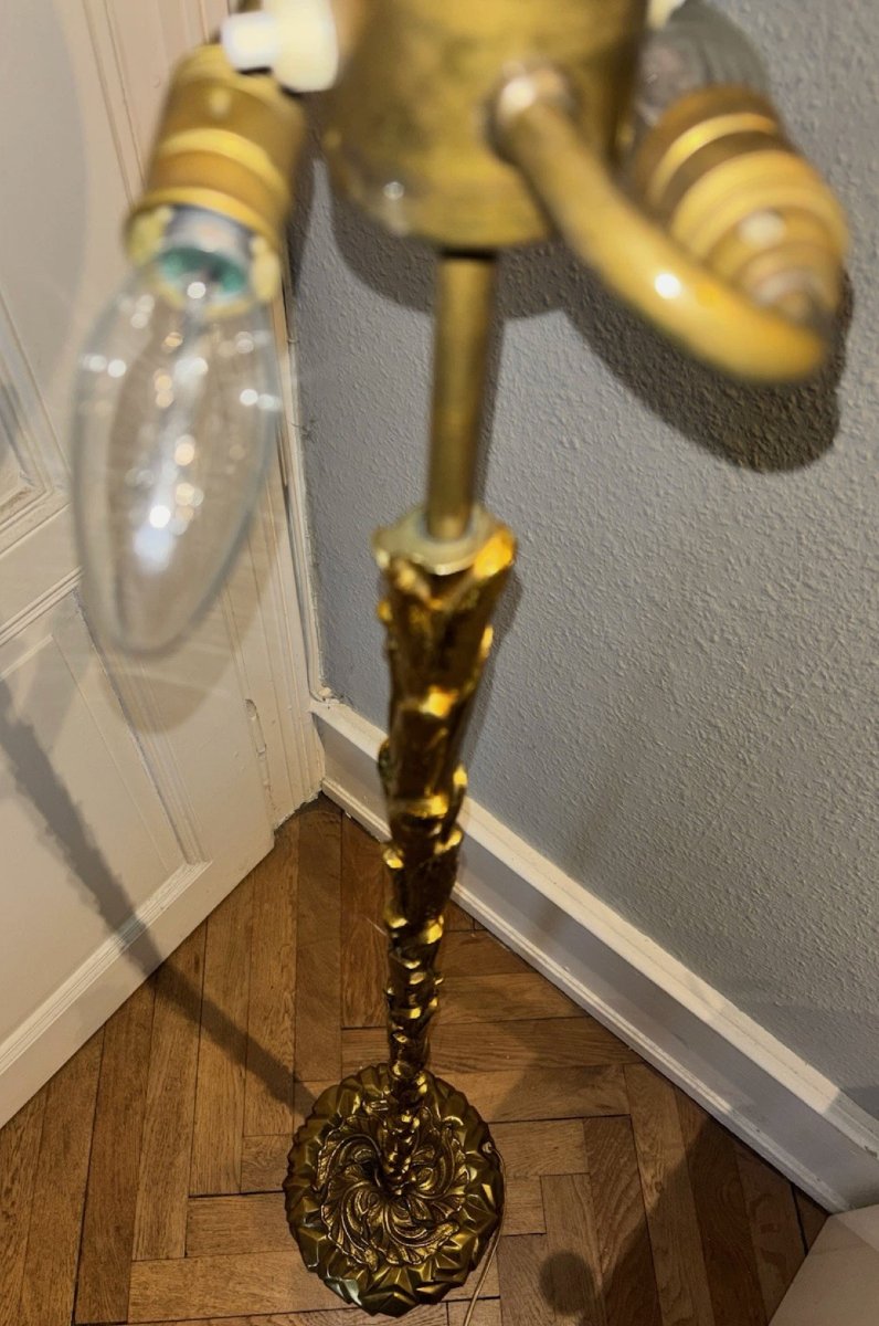 Maison BAGUES  ( attribué à ) Lampadaire en bronze doré massif  -photo-8